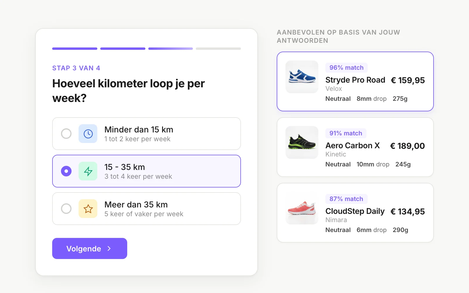 Een interactieve keuzehulp die klanten door productkeuzes begeleidt op basis van productdata