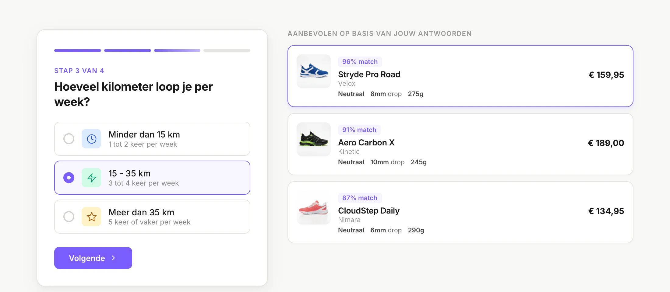 Een interactieve keuzehulp die klanten door productkeuzes begeleidt op basis van productdata