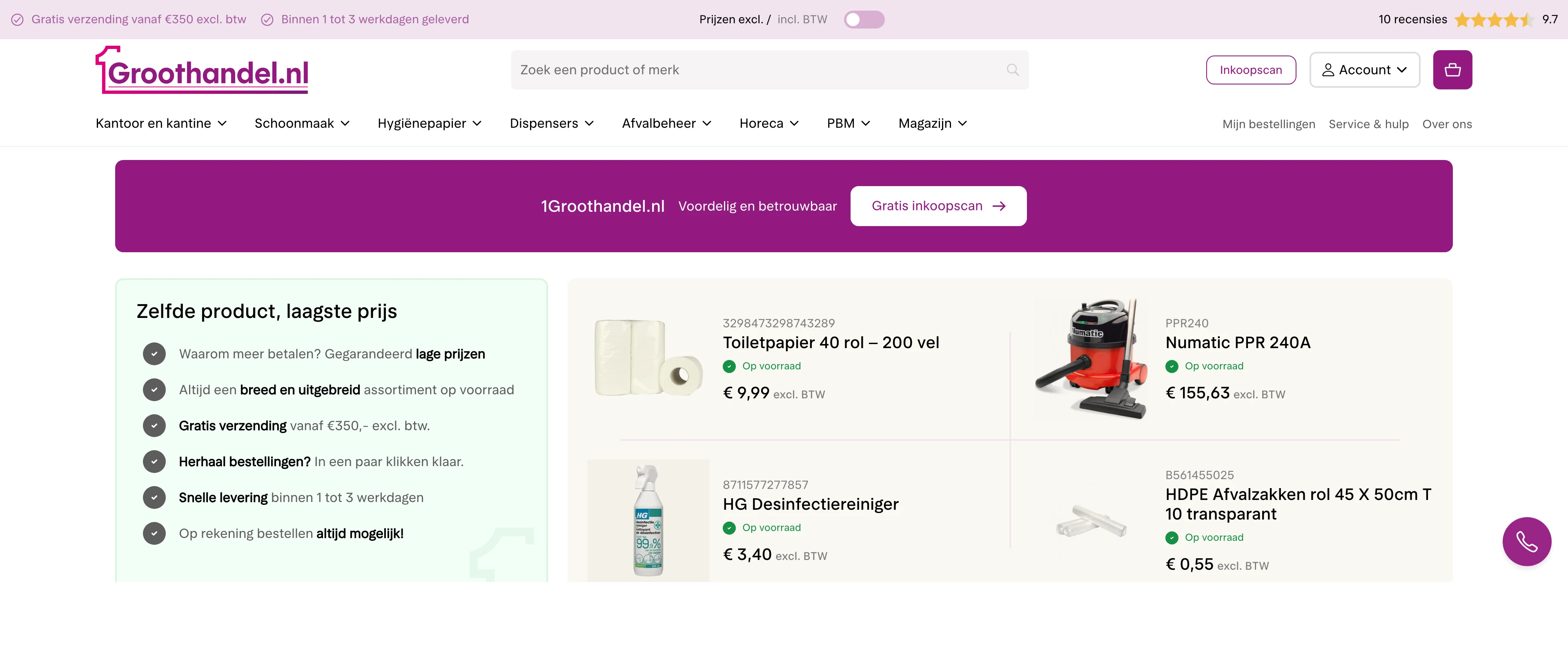 1Groothandel.nl webshop met kantoorbenodigdheden